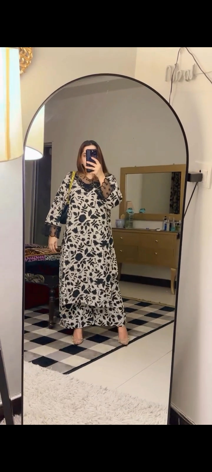 Monochrome Charm – 2PC Swiss Lawn Suit