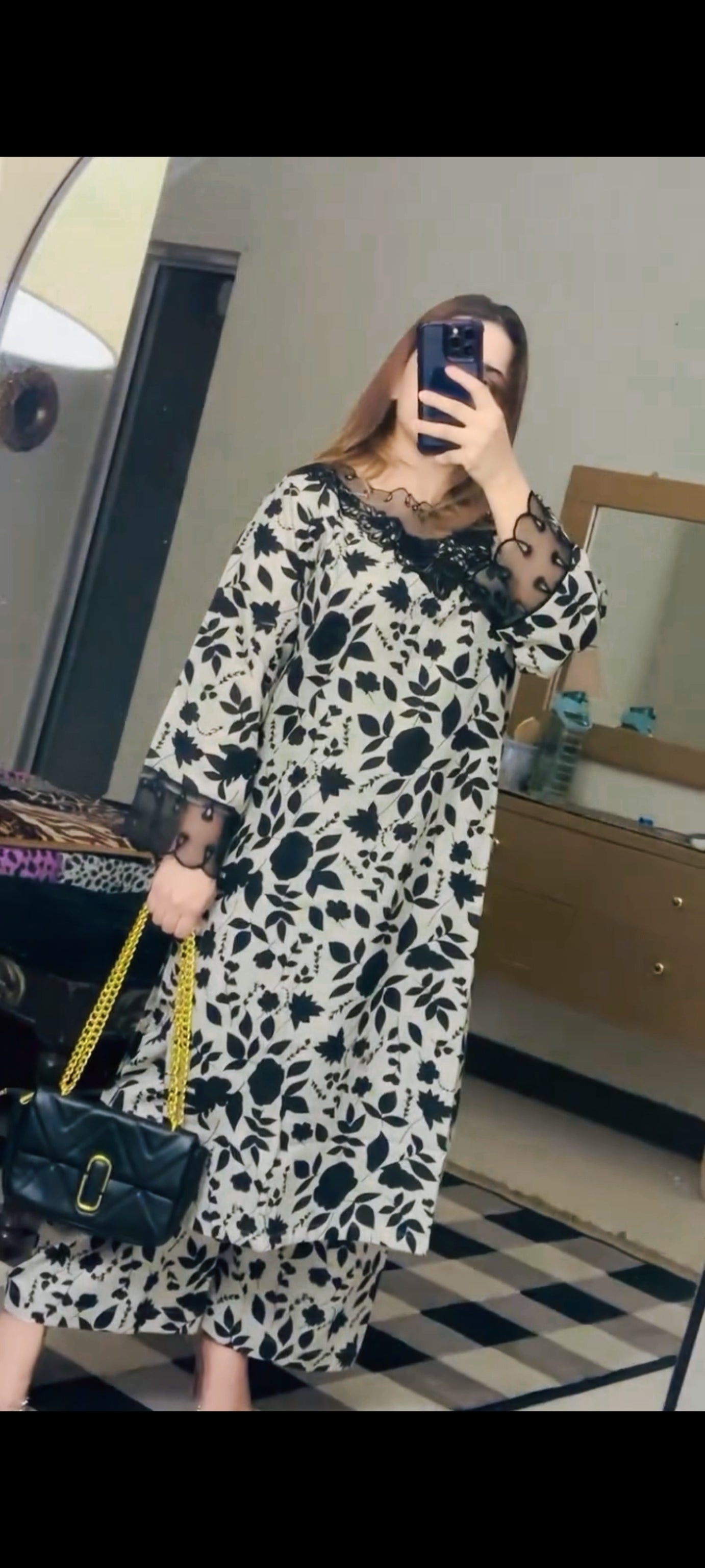 Monochrome Charm – 2PC Swiss Lawn Suit